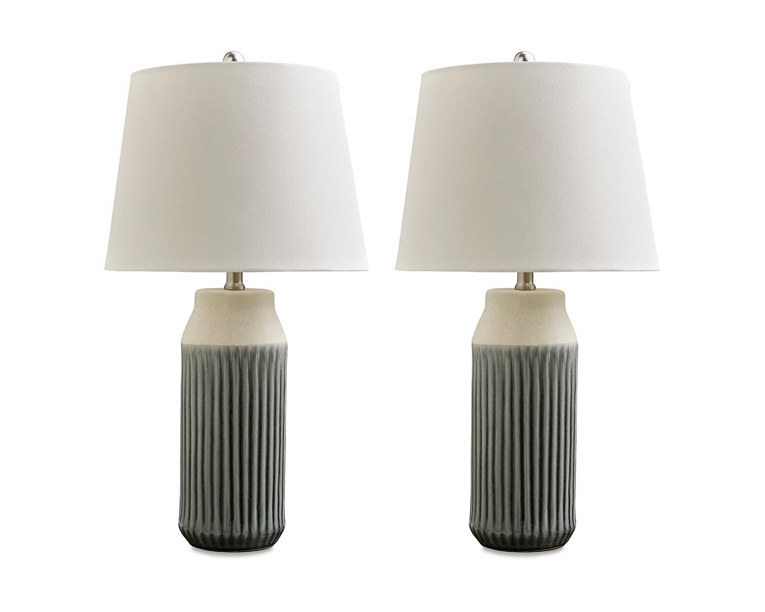 Signature Design by Ashley Afener Contemporary 25.75" Ceramic Table Lamp, Set of 2, Blue & Beige