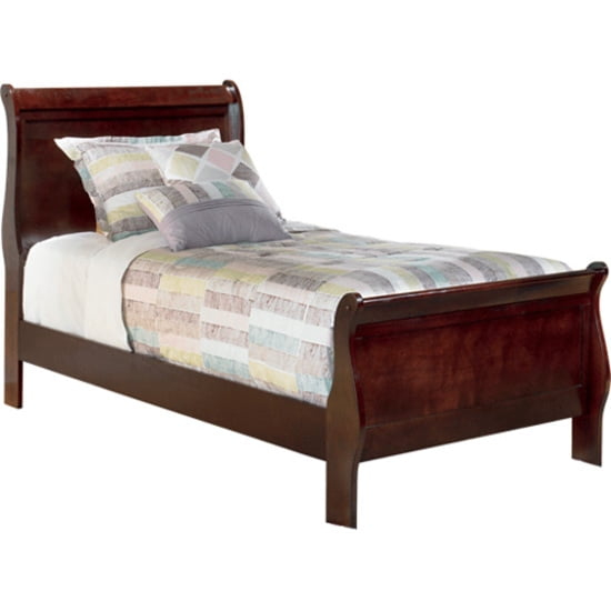 Signature Design by Ashley Alisdair Sleigh Twin Bed in Warm Dark Brown