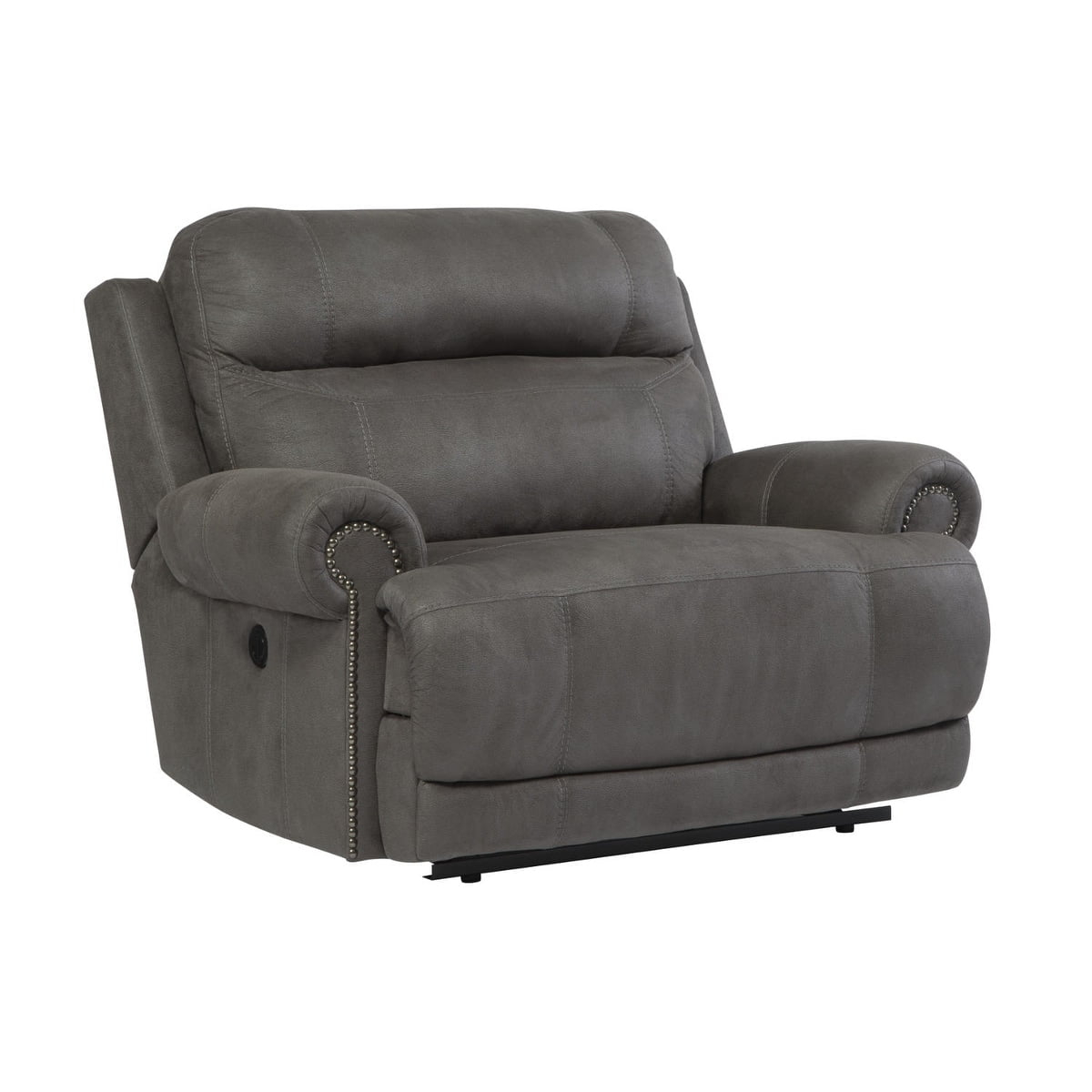 Signature Design by Ashley Austere Faux Leather Zero Wall Recliner in Gray