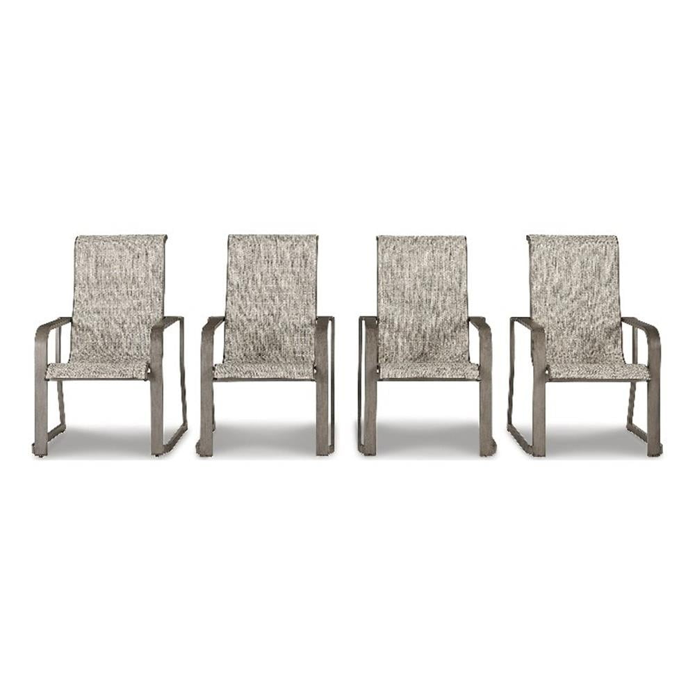 Signature Design by Ashley Beach Front Beige Sling Arm Chair - Set of 4
