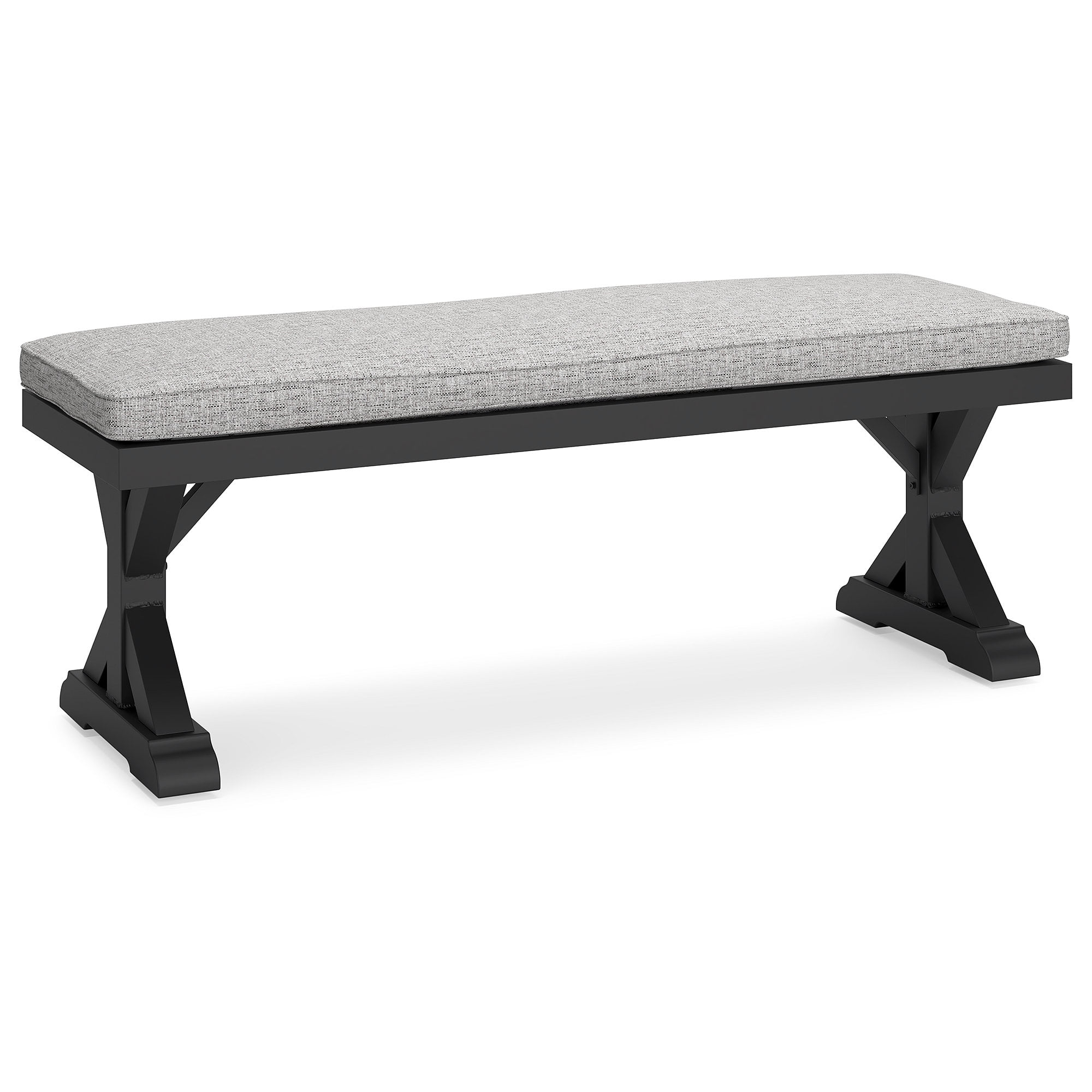 Signature Design by Ashley Beachcroft Outdoor Bench with Cushion, Black & Light Gray