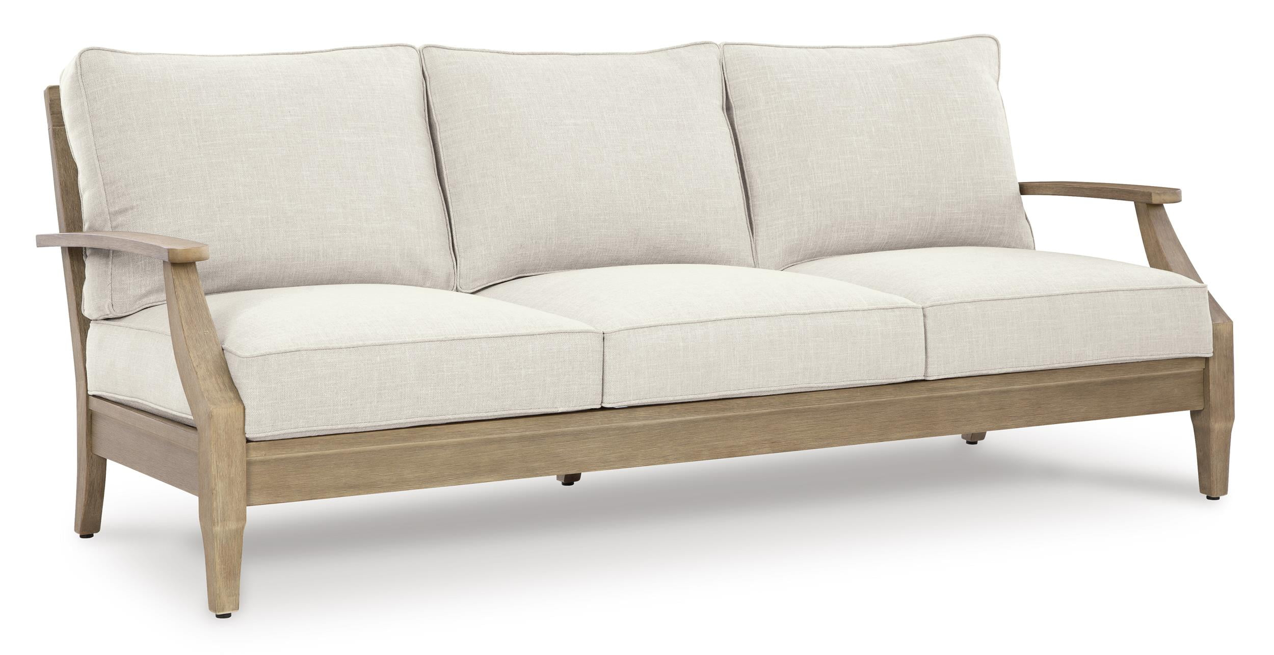 Signature Design by Ashley Carter Hall Outdoor Eucalyptus Patio Sofa in Beige