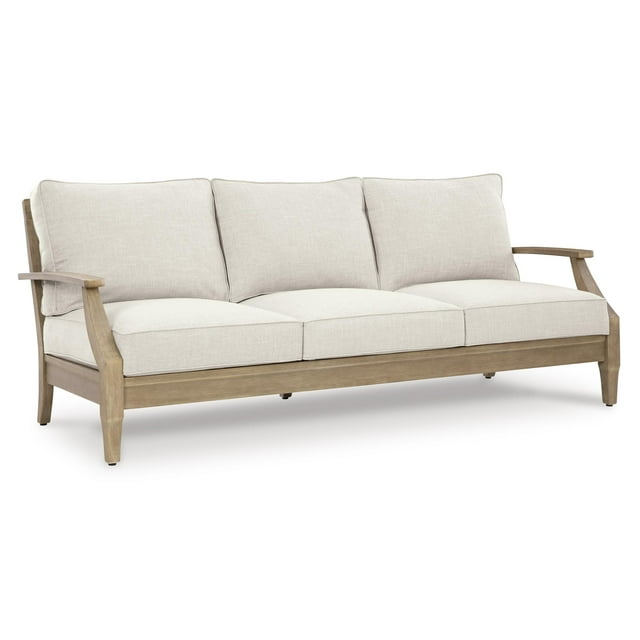 Signature Design by Ashley Carter Hall Outdoor Eucalyptus Patio Sofa in Beige