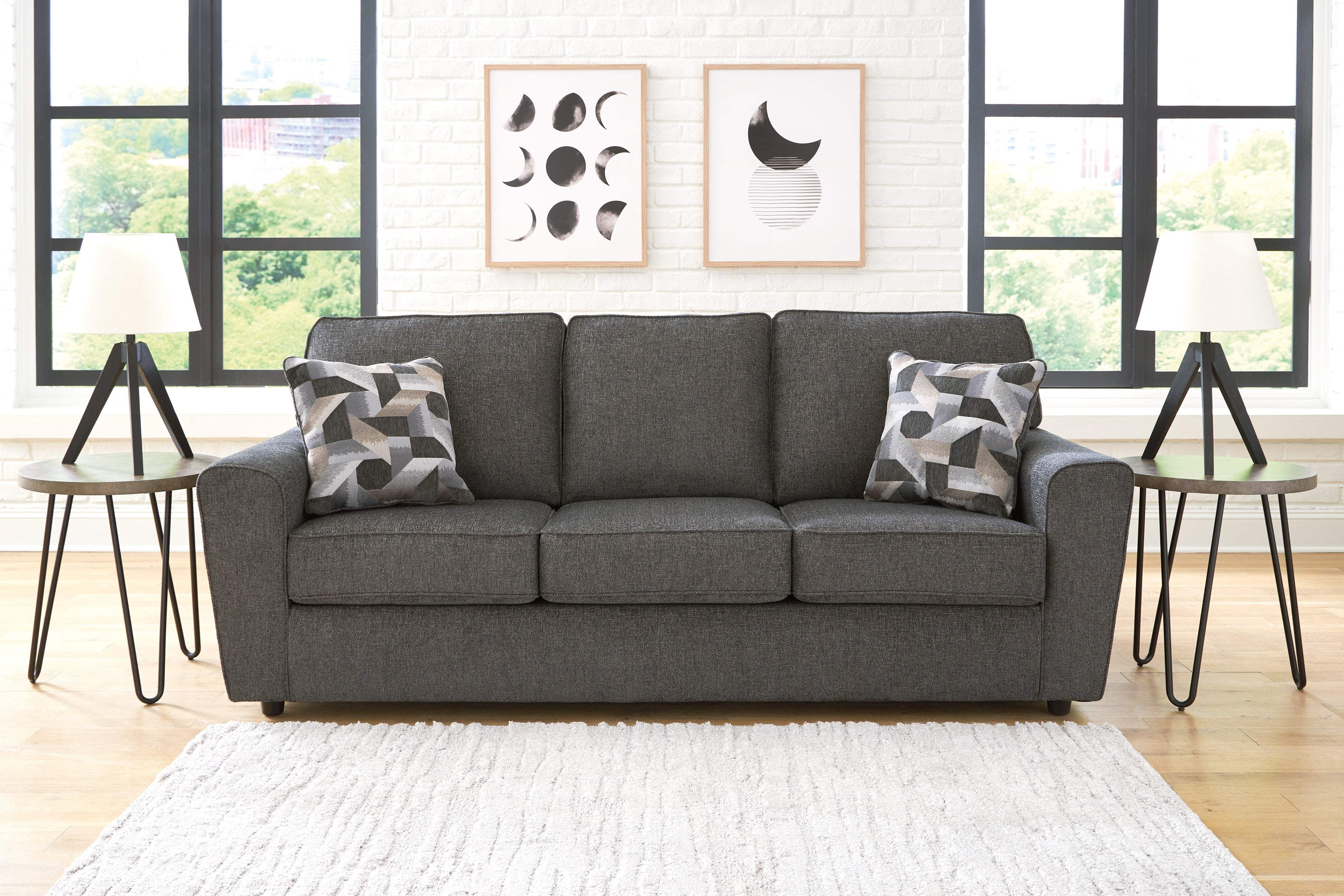 Signature Design by Ashley Cascilla Contemporary Fabric & Wood Loveseat in Gray