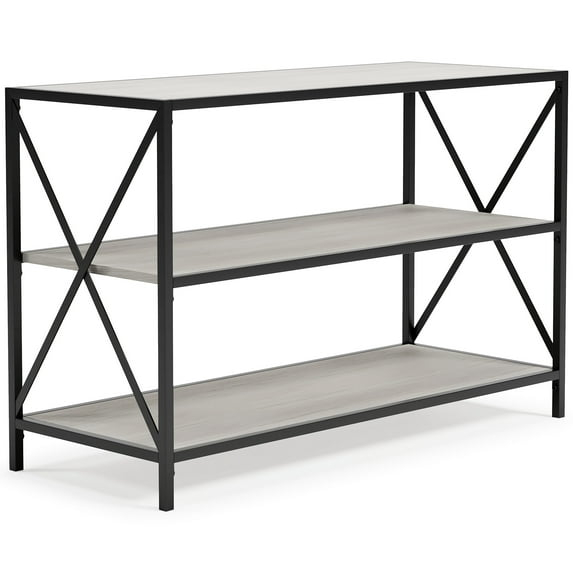40 in. Gem 3 Shelves & X Side Accents Metal Console Sideboard Table, Black & White