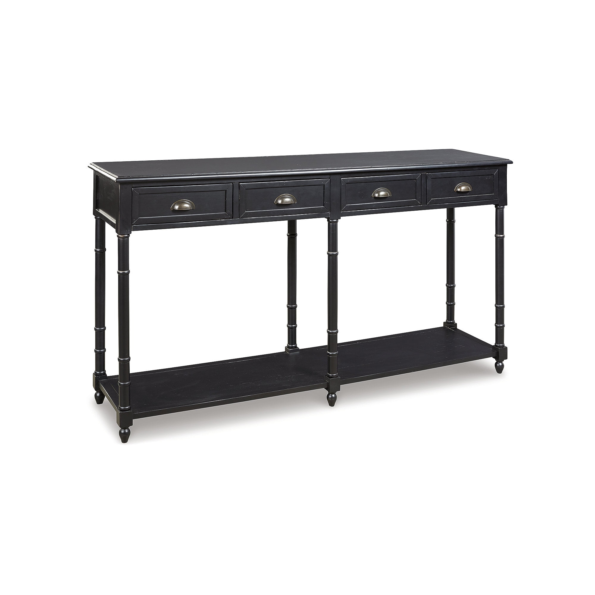 Transitional Black Wood Console Table with Storage