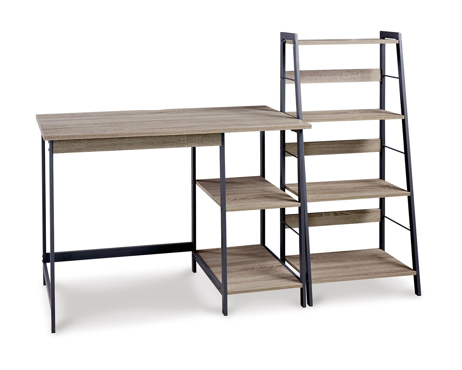 Signature Design by Ashley Soho Home Office Desk with 4 Shelf Bookcase, Light Brown