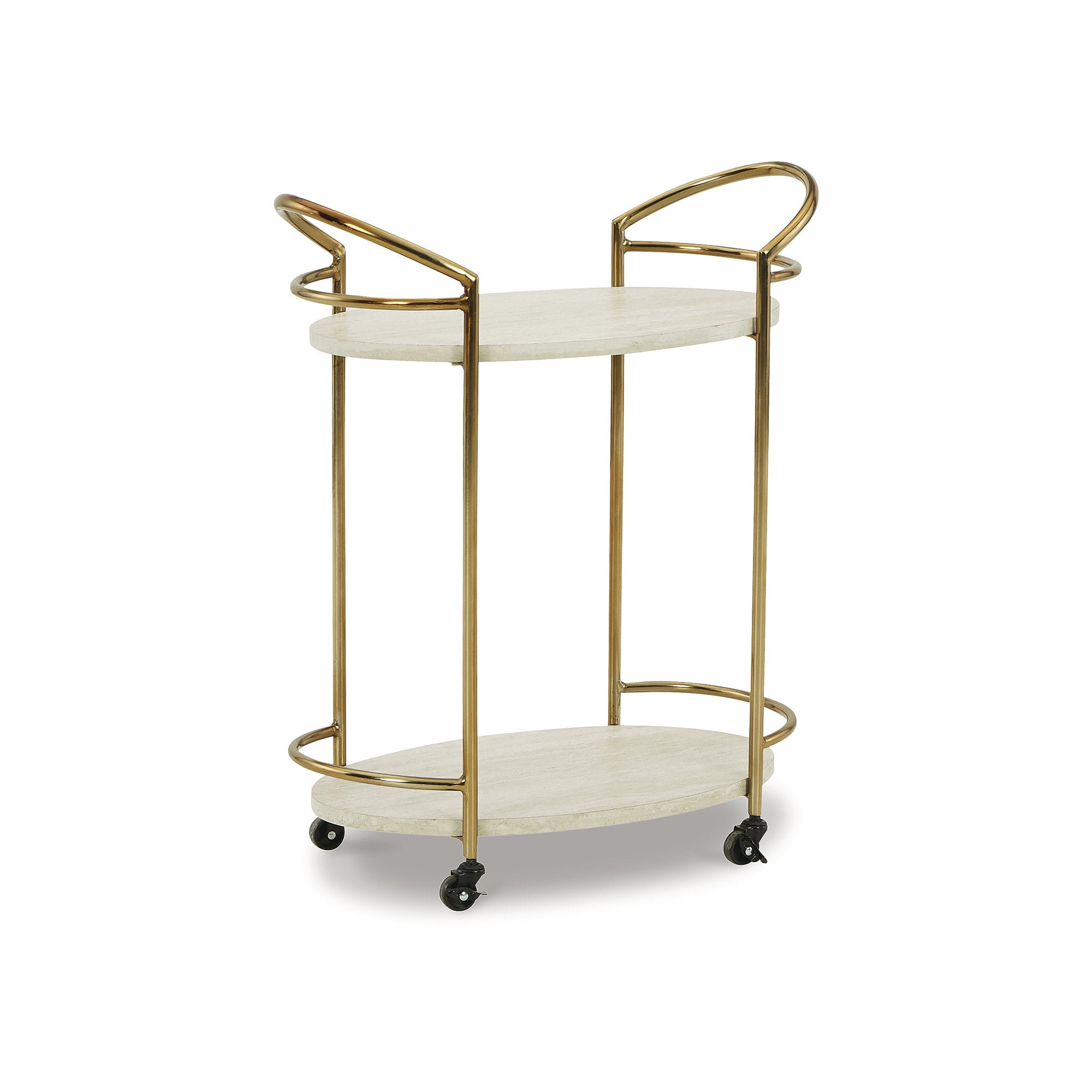 Signature Design by Ashley Casual Tarica Bar Cart  Cream/Gold Finish