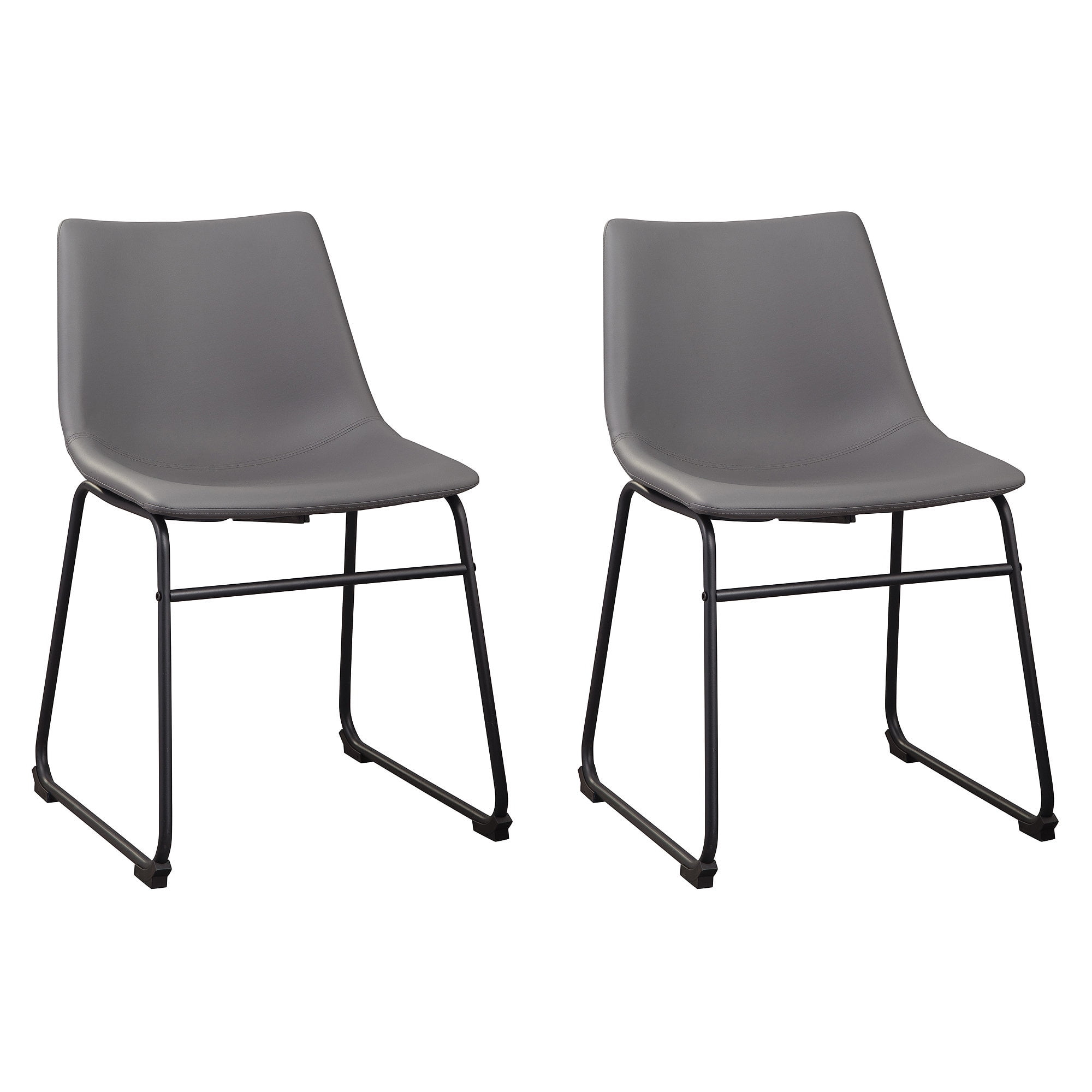 Signature Design by Ashley Centiar Urban Industrial Faux Leather Bucket Dining Chair, Set of 2, Gray
