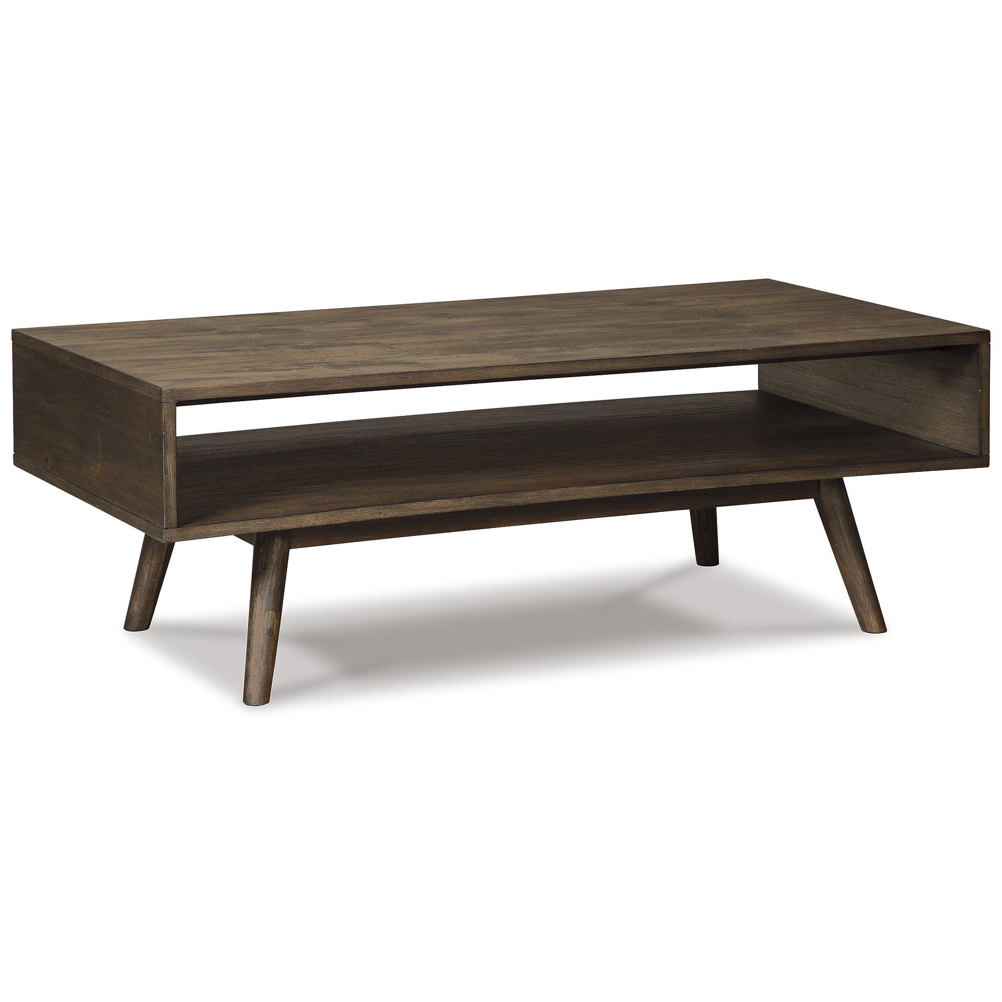 Cocktail Table Brown - Signature Design by Ashley: Mid-Century, Living Room, Open Shelf Storage