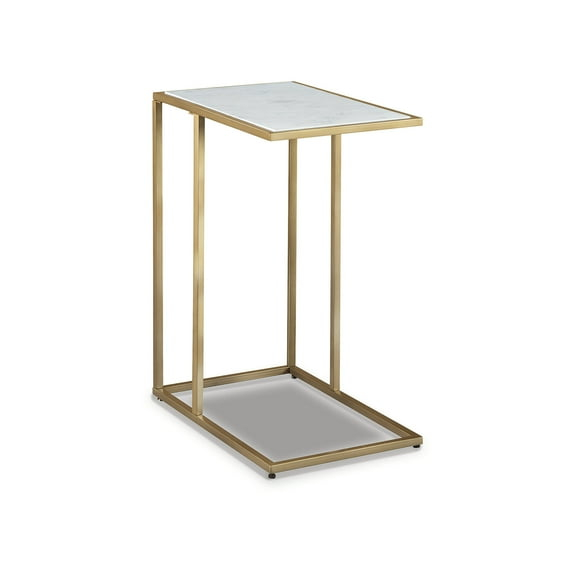 Signature Design by Ashley Contemporary Lanport Accent Table  Champagne/White