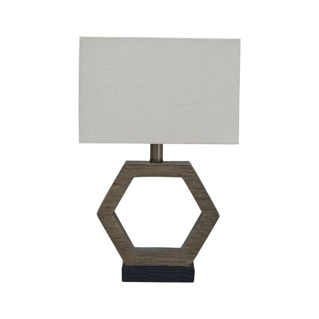 Marilu Table Lamp Gray/Brown - Signature Design by Ashley: Hexagonal Base, Polyester Shade, UL Listed