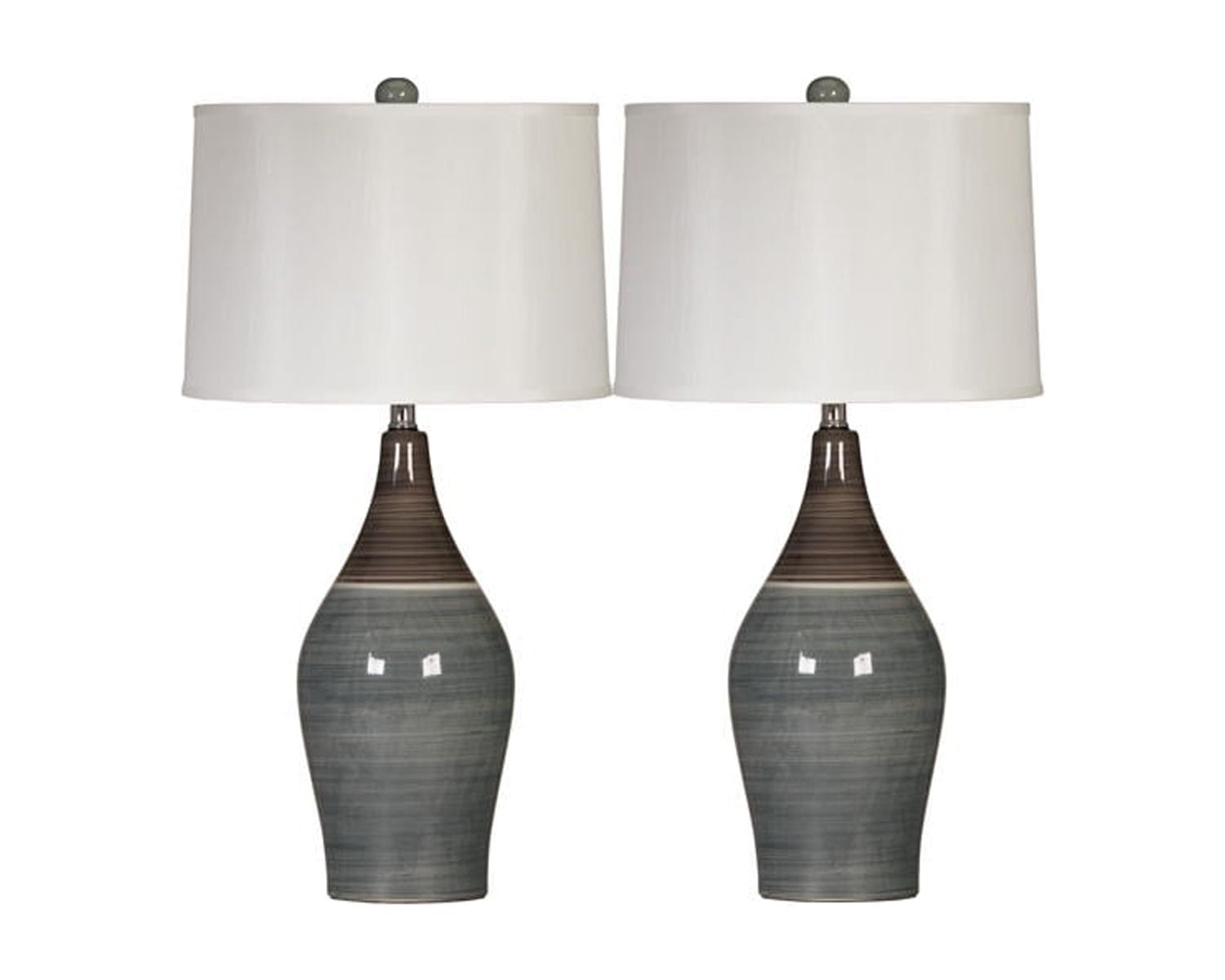 Set of 2 Niobe Table Lamps Gray - Signature Design by Ashley: Ceramic Base, 28" Height, Drum Shade, UL Listed