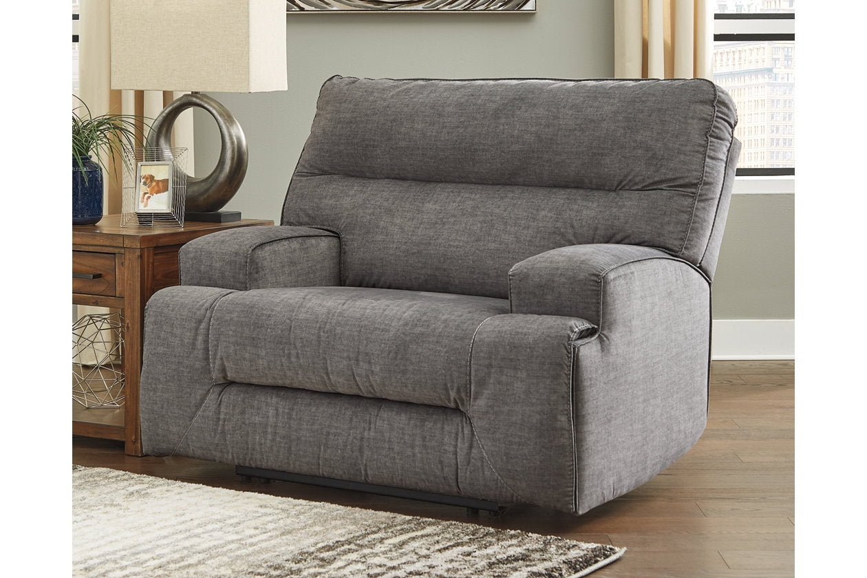 Signature Design by Ashley Coombs Wide Seat Recliner in Charcoal