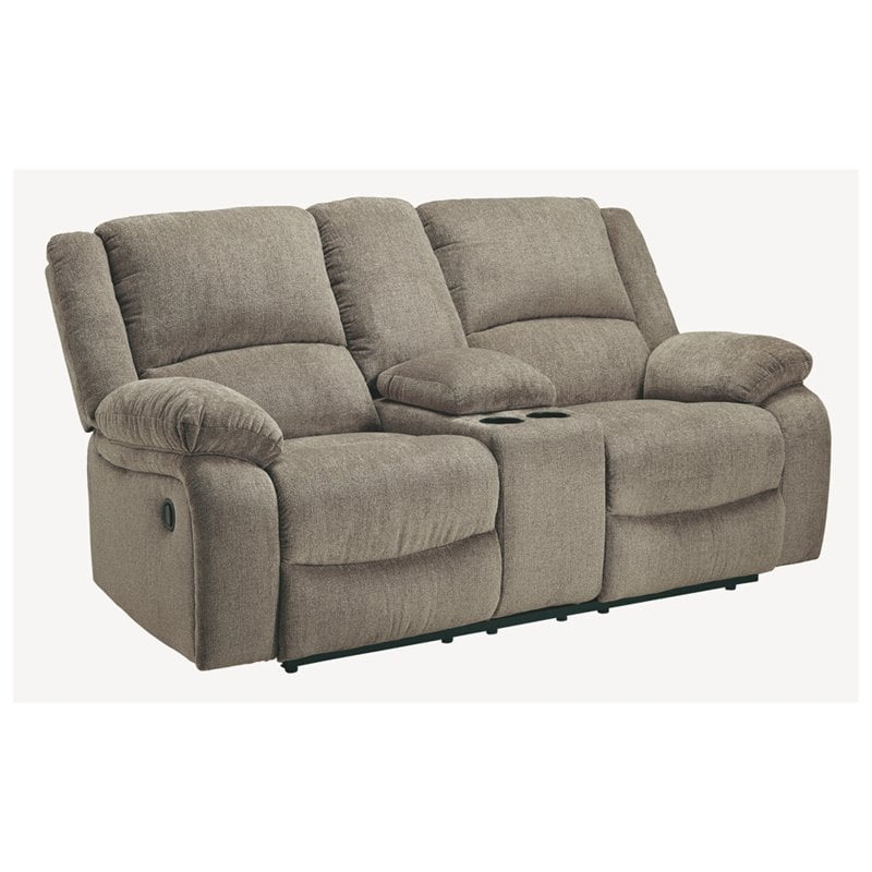 Signature Design by Ashley Draycoll Reclining Loveseat with Console in Pewter