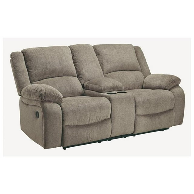 Signature Design by Ashley Draycoll Reclining Loveseat with Console in Pewter
