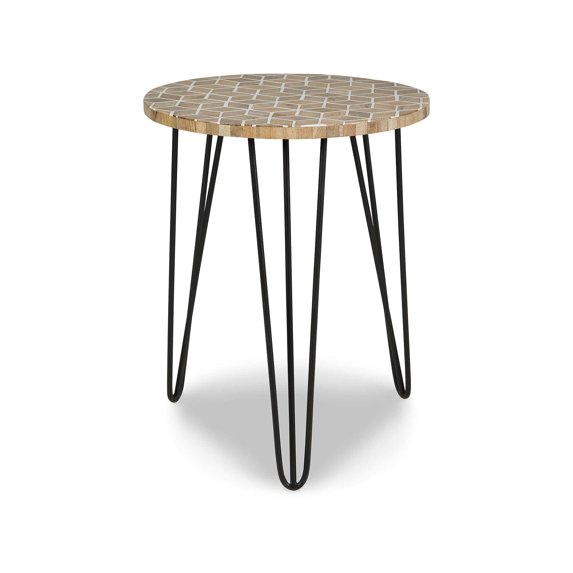 Signature Design by Ashley Drovelett Contemporary Round Accent Table, White/Light Brown