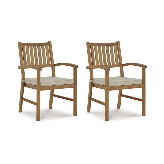 Gennine Outdoor Dining Armchair with Cushion (Set of 2)