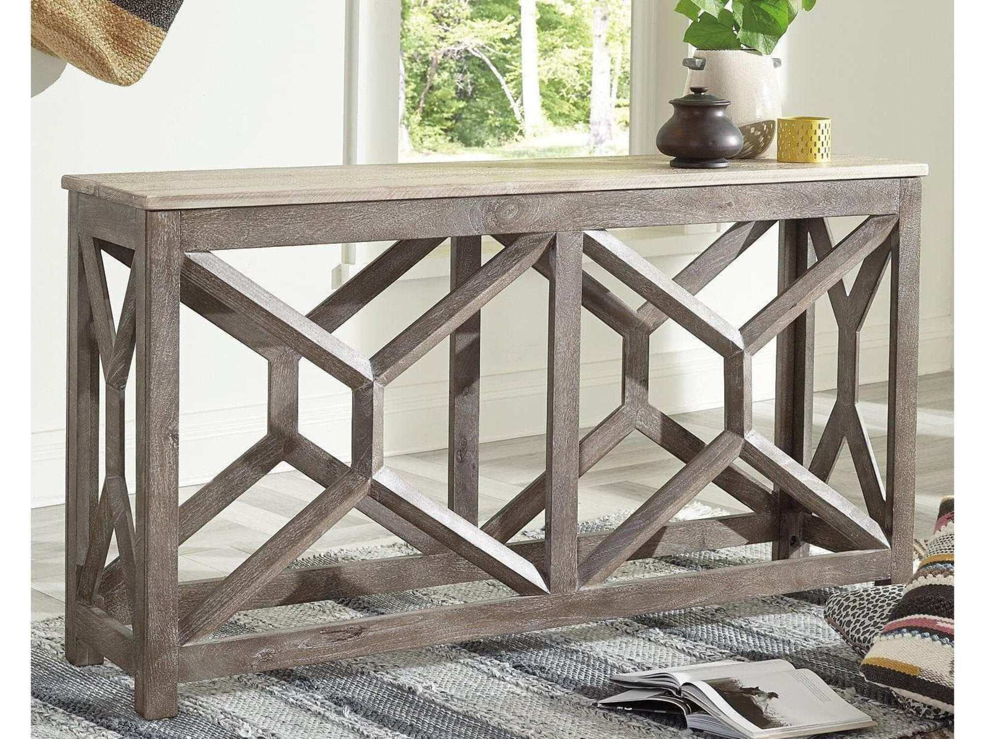 Signature Design by Ashley Lanzburg Console Table in Antique Gray