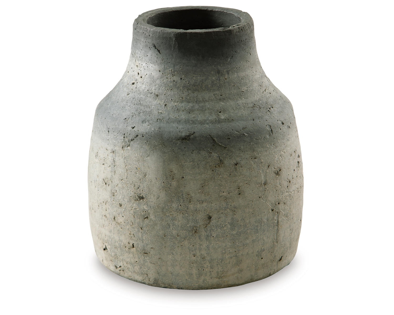 Signature Design by Ashley Moorestone Casual 10.5" Cement Tabletop Vase with a Distressed Finished Look, Gray & Black