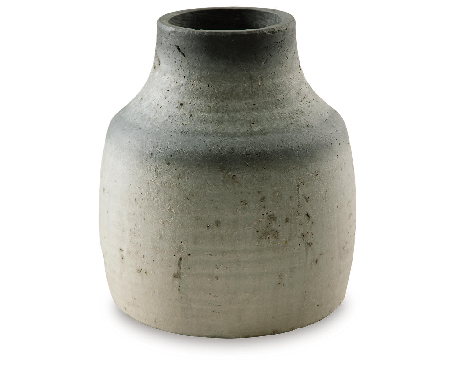 Signature Design by Ashley Moorestone Casual 13.13" Cement Tabletop Vase with a Distressed Finished Look, Gray & Black