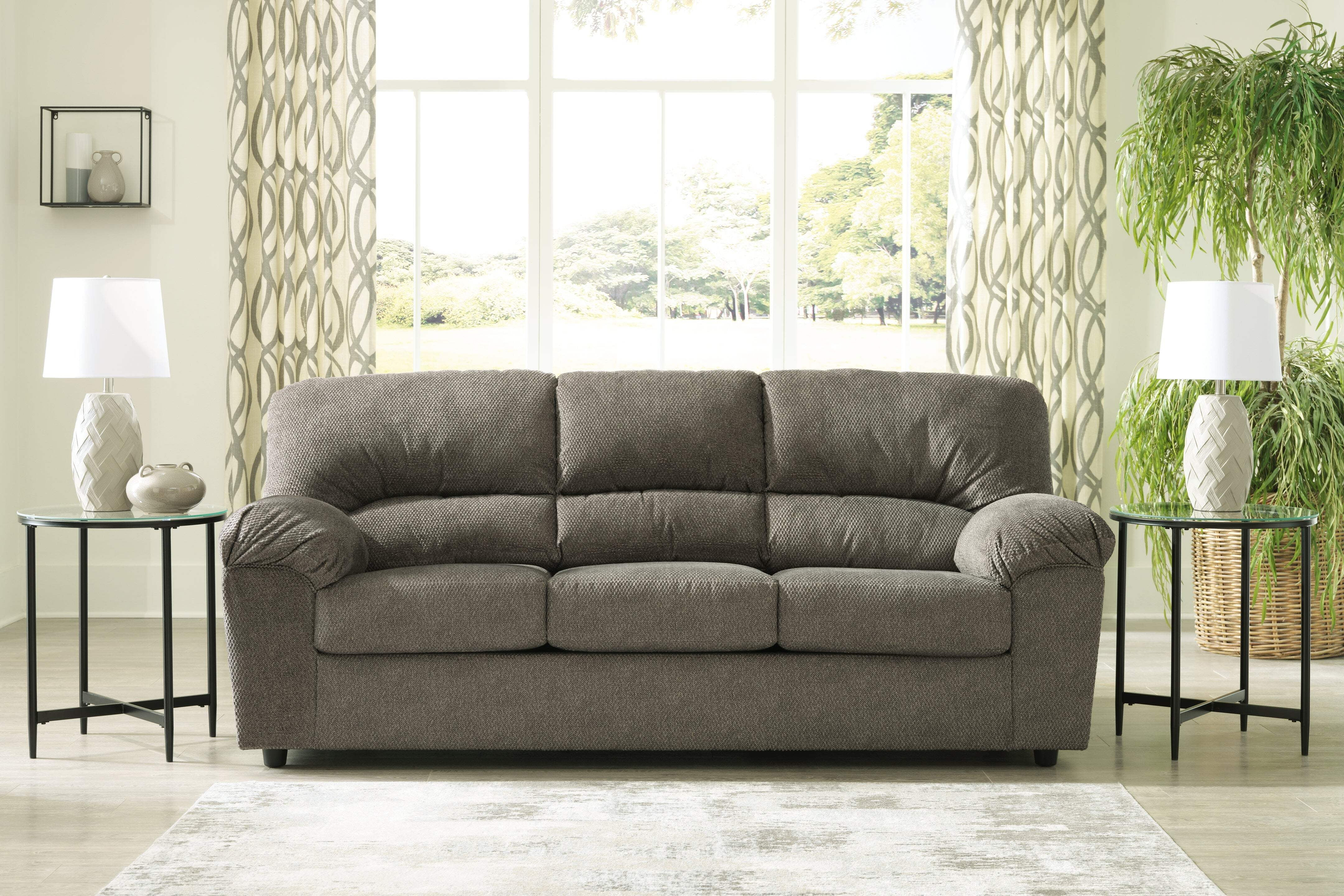 Signature Design by Ashley Norlou Contemporary Fabric & Wood Sofa in Gray