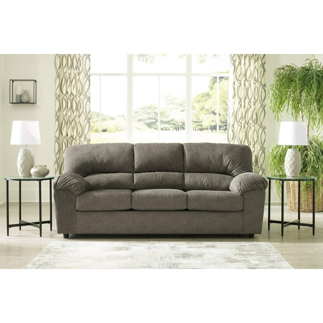 Signature Design by Ashley Norlou Contemporary Fabric & Wood Sofa in Gray