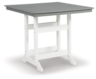 Signature Design by Ashley Outdoor Transville HDPE Patio Counter Table with Umbrella Option, Gray