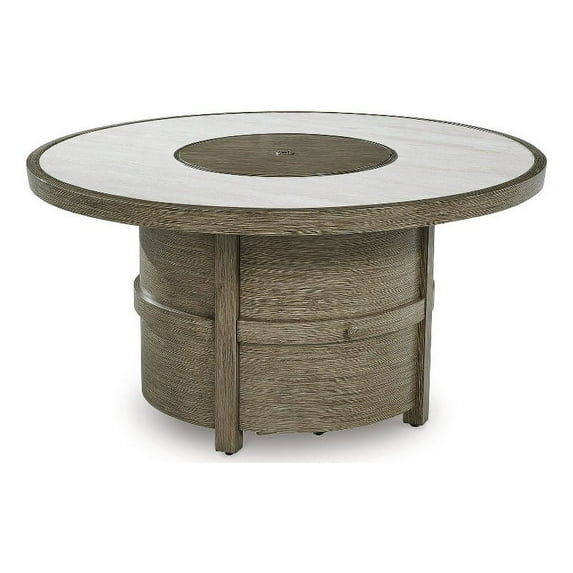 Signature Design by Ashley Rainier Ranch Beige Fire Pit Table