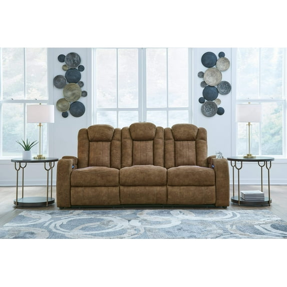 Signature Design by Ashley Wolfridge Brown Power Reclining Sofa