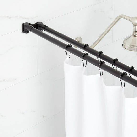 Signature Hardware 60" Brass Straight Double Bar Shower Curtain Rod