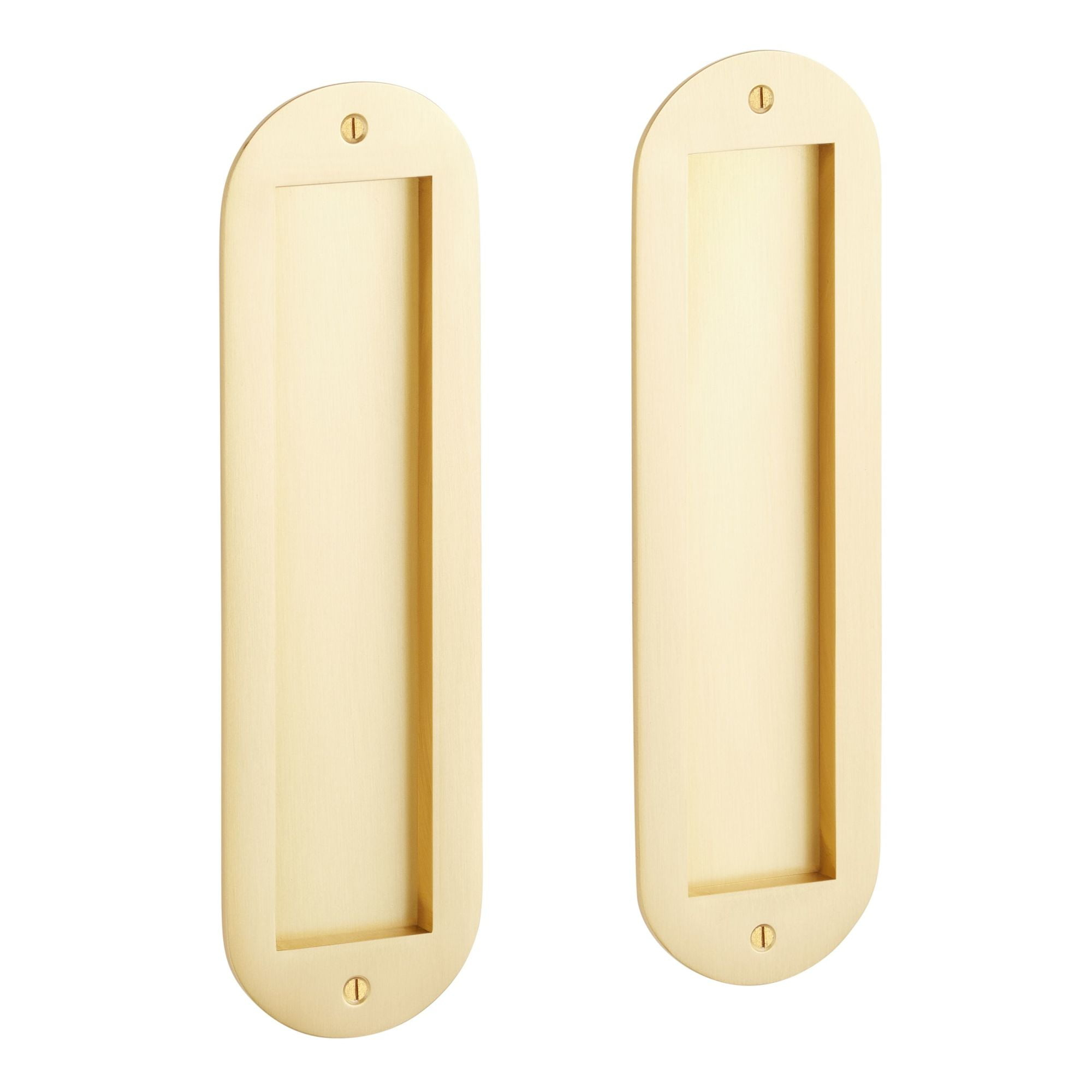Signature Hardware 953756-Pa 8-1/2" Tall Rounded Pop-Out Brass Pocket Passage Door Pull -