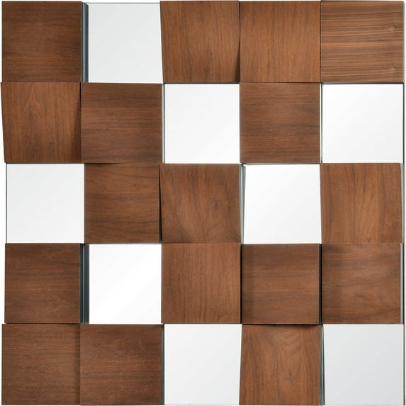 Signature Home Collection 36" Walnut Brown Unframed Square Wall Mirror