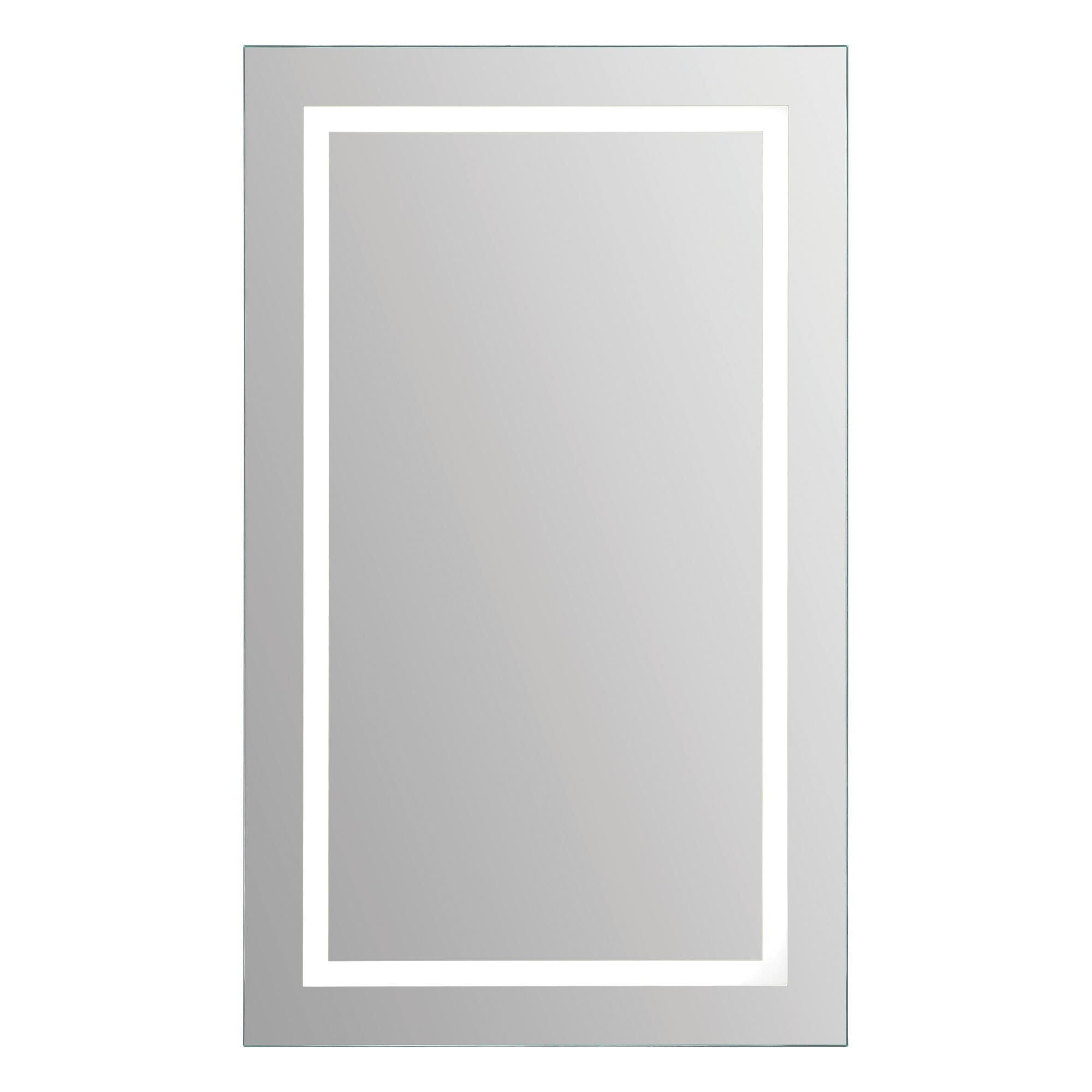Signature Home Collection 40" Silver LED Glass Framed Beveled Rectangular Pre-Lit Wall Mirror