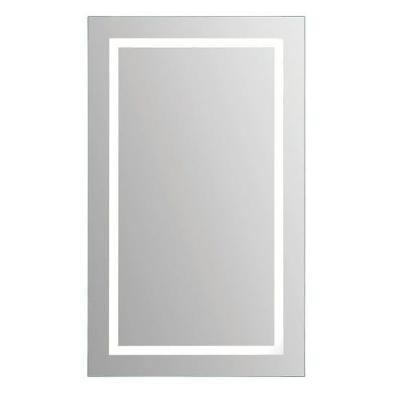 Signature Home Collection 40" Silver LED Glass Framed Beveled Rectangular Pre-Lit Wall Mirror