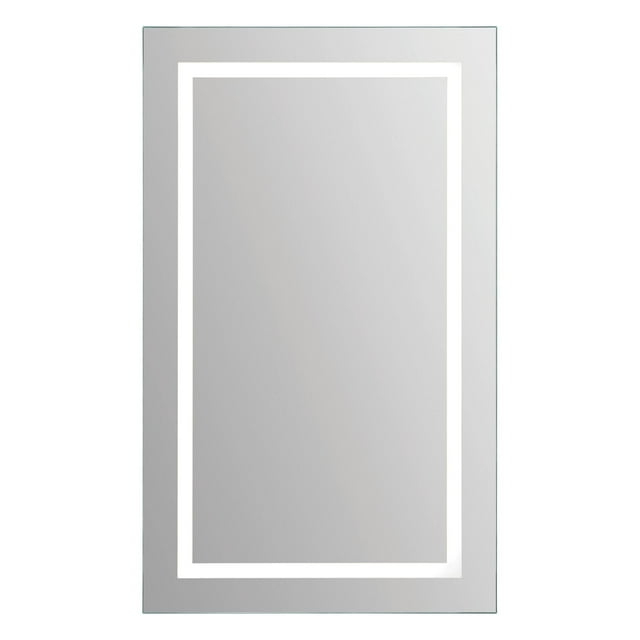 Signature Home Collection 40" Silver LED Glass Framed Beveled Rectangular Pre-Lit Wall Mirror