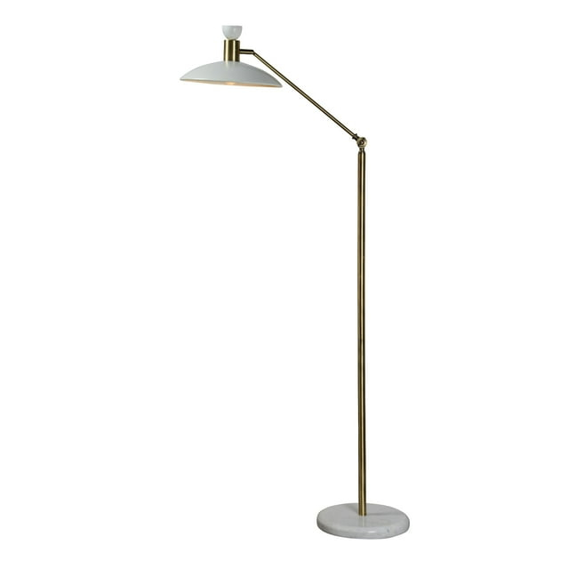 Signature Home Collection 55" White and Gold Curved Adjustable Floor Lamp
