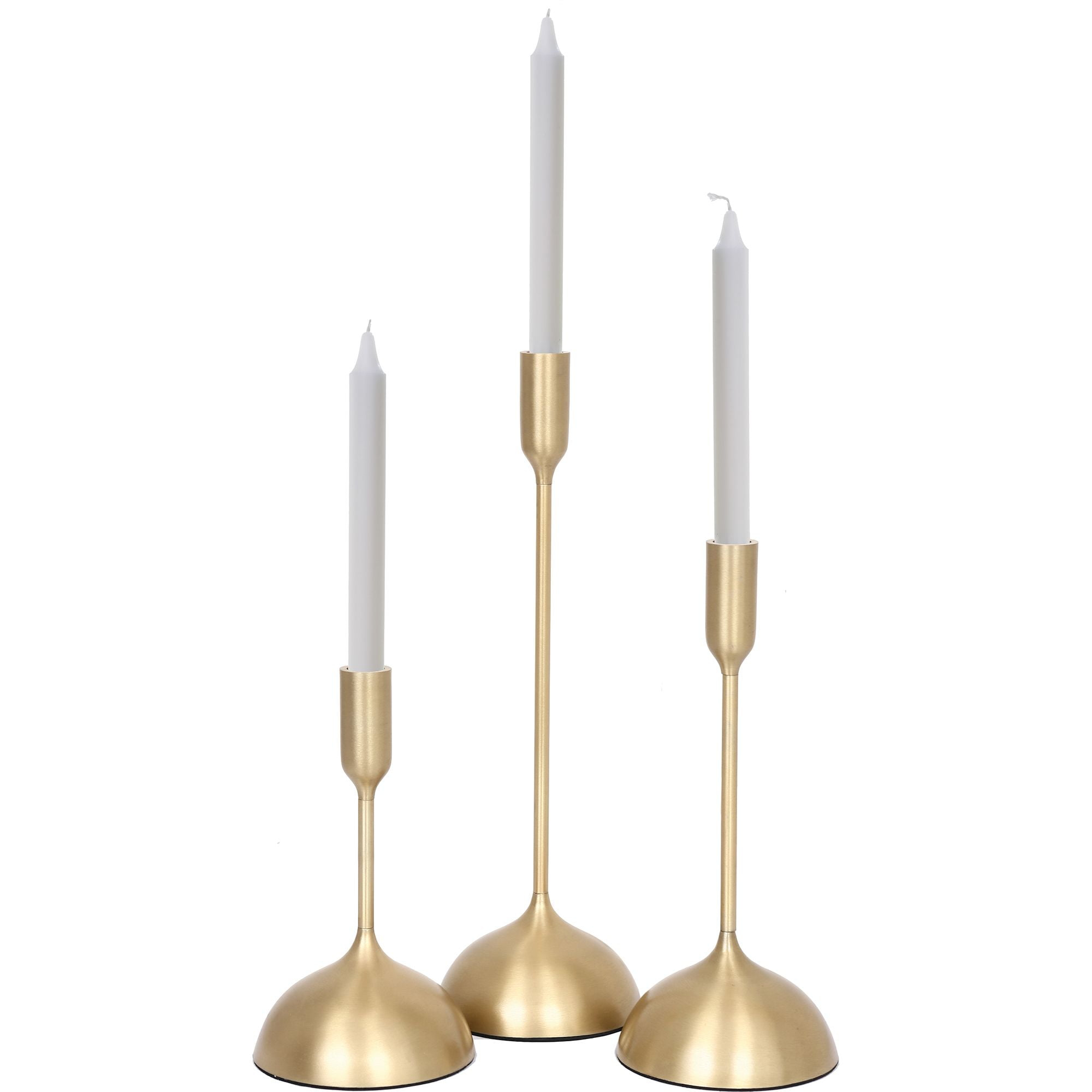 Signature Home Collection Set of 3 Gold Contemporary Candle Holders 16"