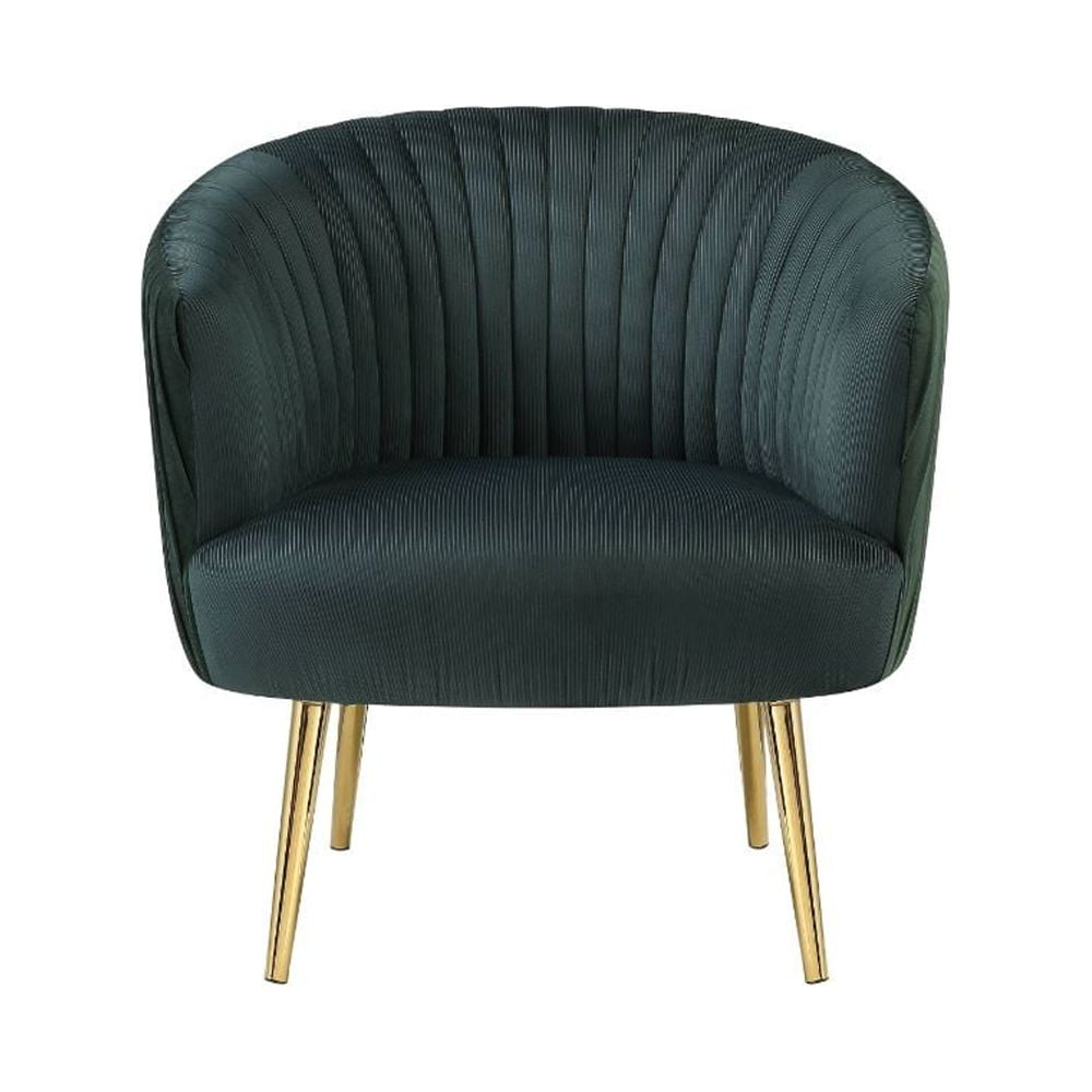 ACME Sigurd Velvet Upholstered Accent Chair in Gold And Green