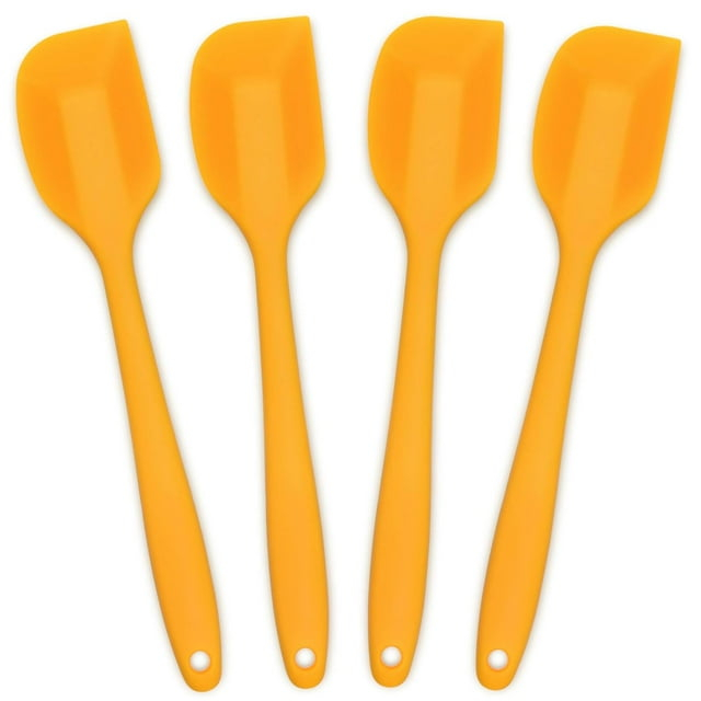 4 Piece Silicone Spatula Set, Flexible Heat Resistant Non-scratch Baking Cooking Rubber Spatulas with Stainless Steel Core, Orange