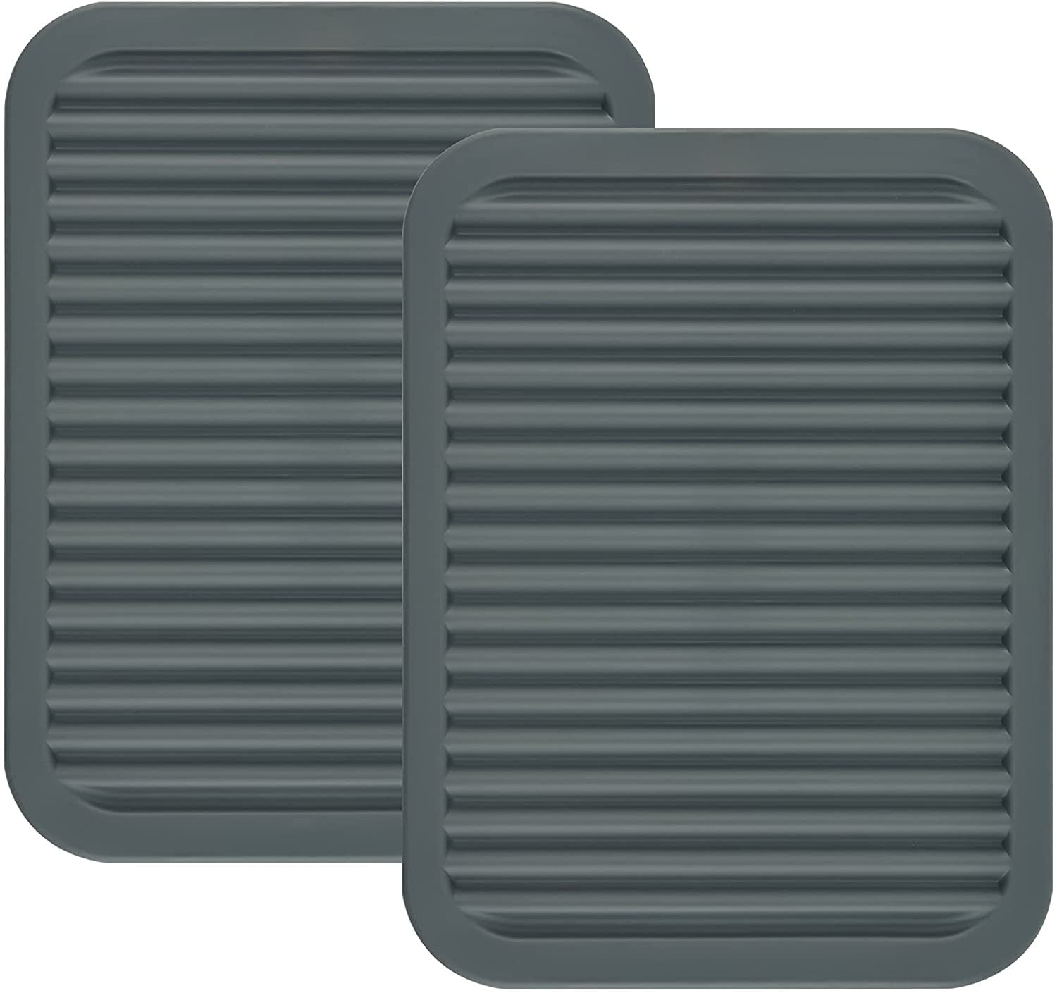 Silicone Trivets for Hot Pots and Hot Pans, Silicone Trivets Mat Set, Hot Pads, Silicone Hot Mats, Heat Resistant Placements, Small Dish Drying Mat, Grey Trivets, Rectangular Trivets Set of 2s