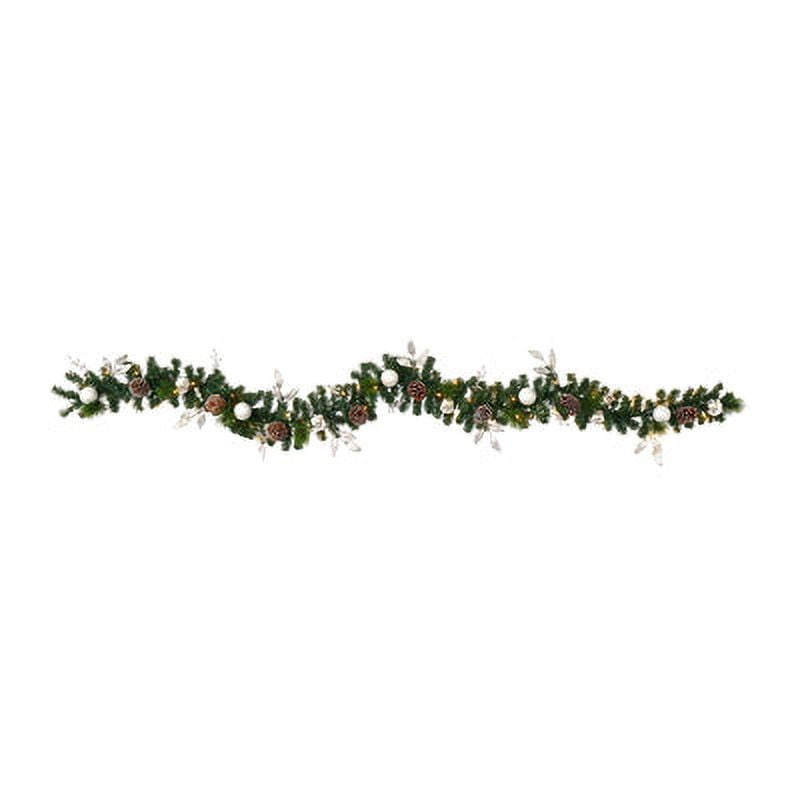 Nearly Natural 9’ Ornament and Pinecone Artificial Christmas Garland with 50 Clear LED Lights
