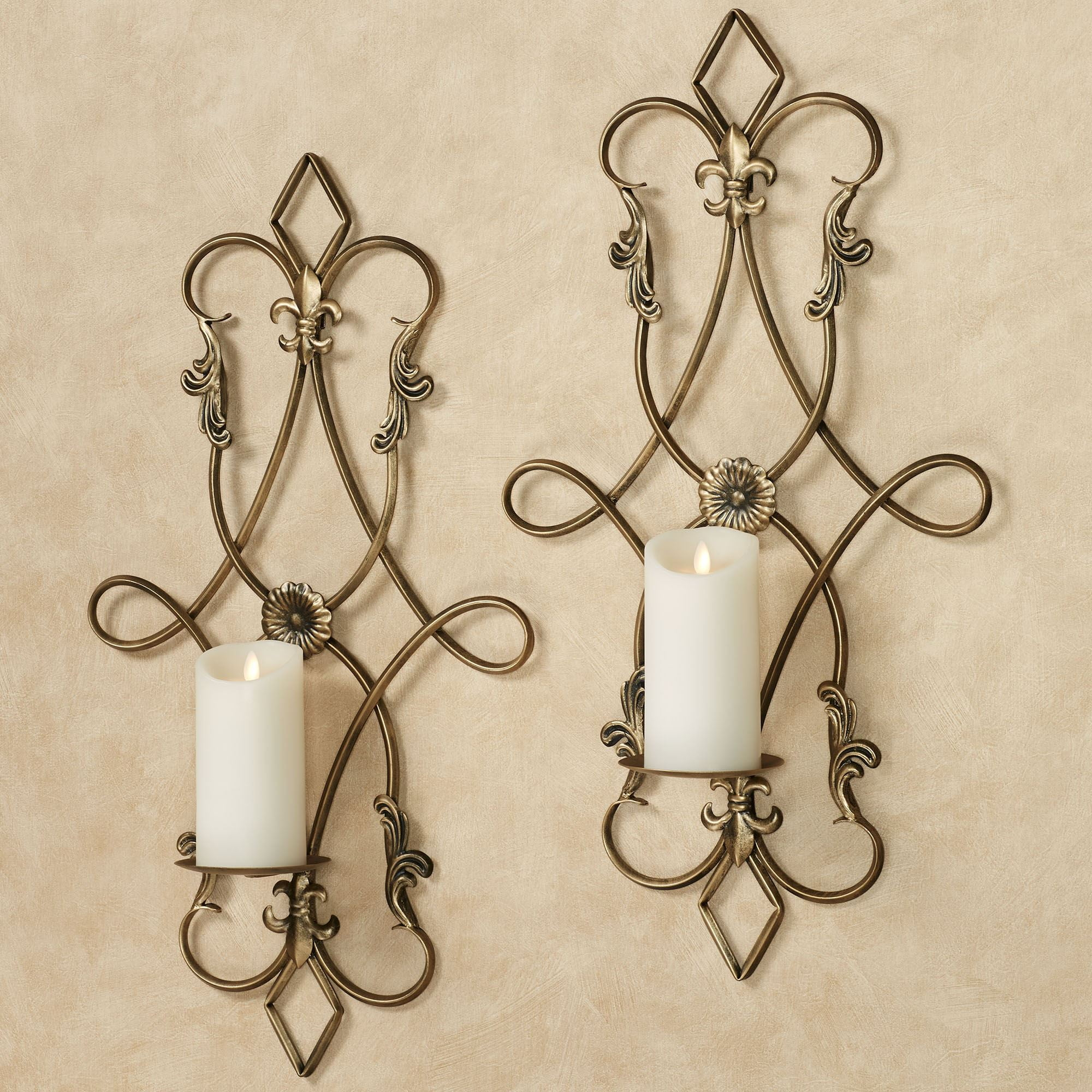 Silvana Antique Gold Candle Wall Sconce Pair Pair