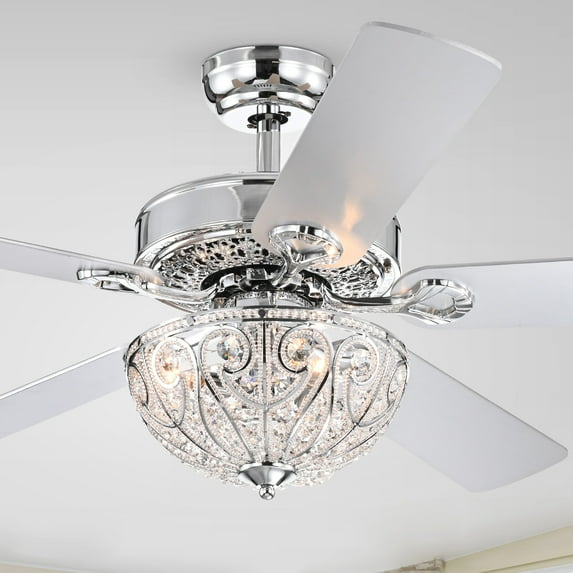 Silver Orchid  Novarro Lighted Ceiling Fan with Crystal Bowl Shade