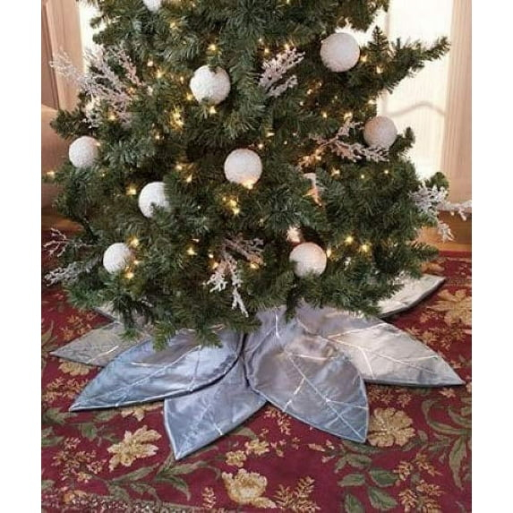 Silver Poinsettia Tree Skirt