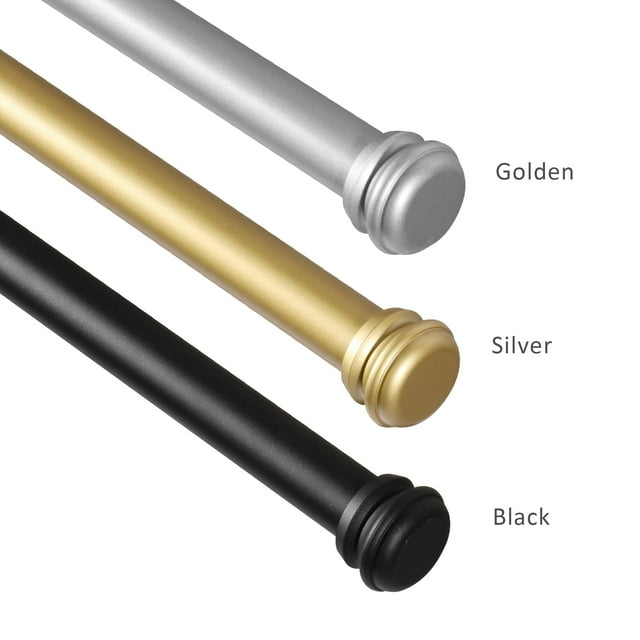 Silver Single Curtain Rod with End Cap Finials