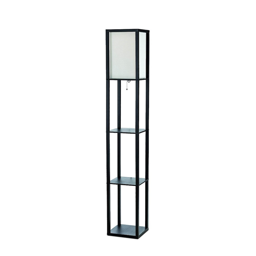 Simple Designs 62.5" Three Shelf Etagere Organizer Storage Floor Lamp