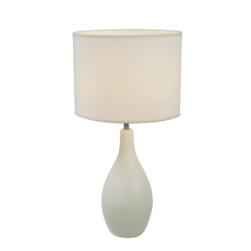 Simple Designs Ceramic Oval Base Table Lamp in Off White with Off White Shade