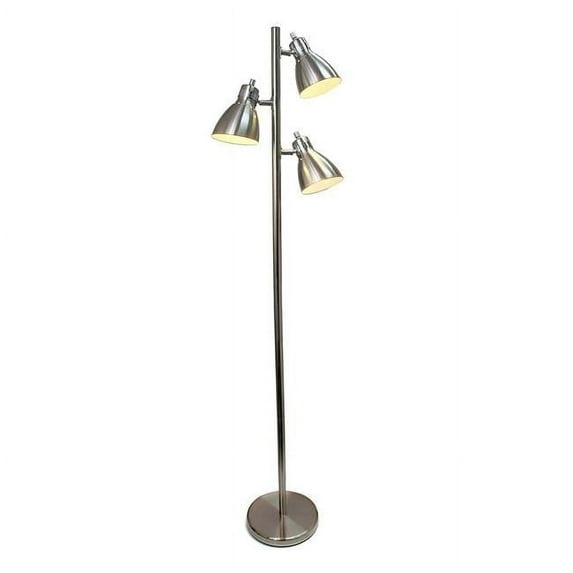 Simple Designs Metal 3-Light Tree Floor Lamp, Brushed Nickel Finish