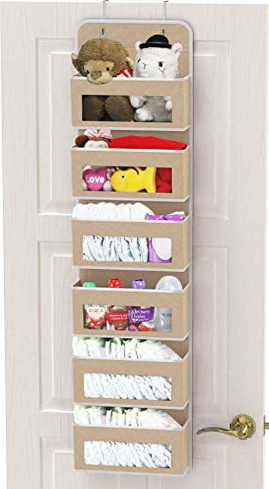 Simple Houseware Baby Over The Door Hanging Organizer Storage, 6 Clear Window Pocket, Beige